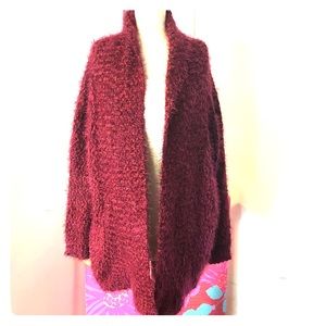 Forever 21 Red Fuzzy Open cardigan size Small